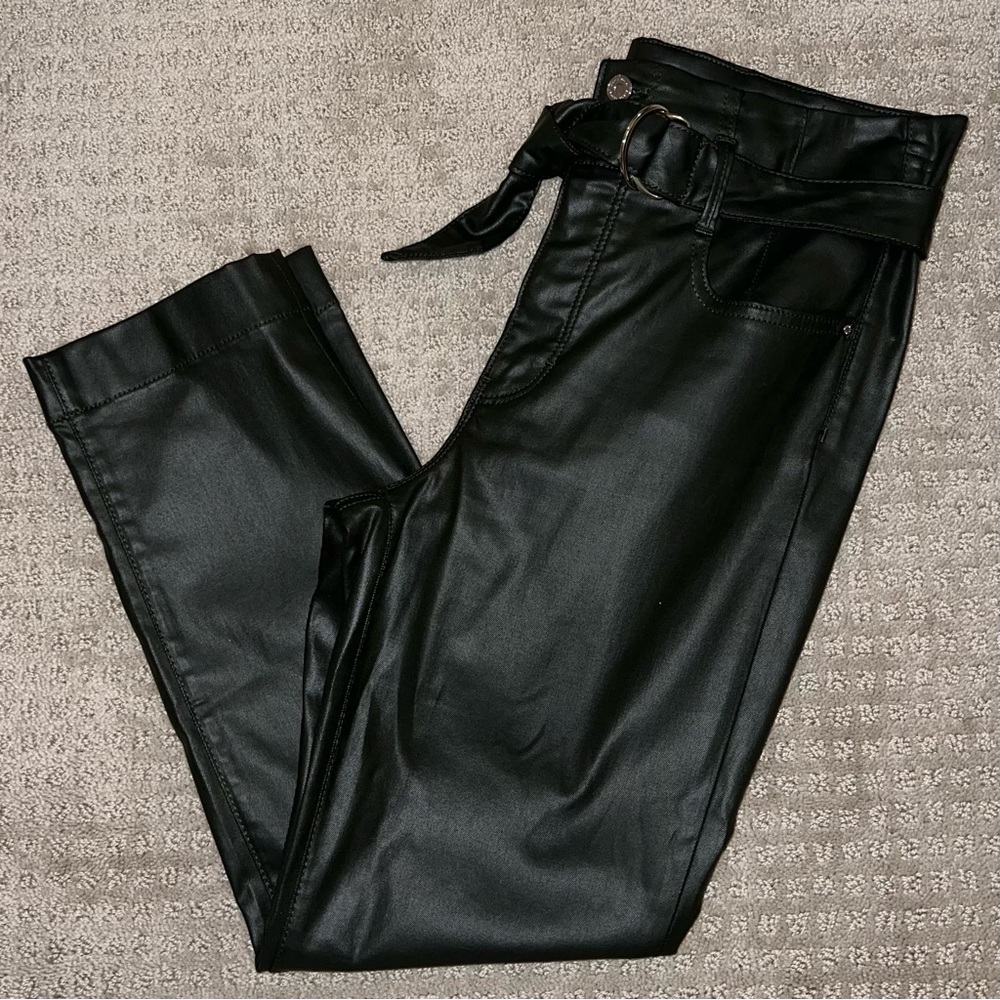 White House Black Market WHBM Extra High Rise Green Slim Ankle Coated Jeans 8S